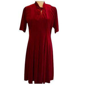 NWT SIGNATURE BY ROBBIE BEE Velvet Mini Fit & Flare Dress Size MP Red